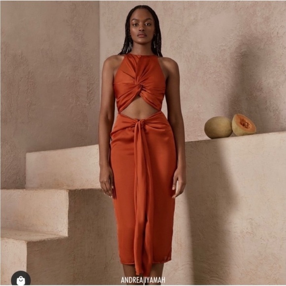 NWT Andrea Iyamah Orange Dress | Luxury Resortwear | Coastal Vacay | Cut Out - Picture 17 of 17